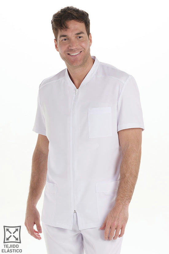 Bata de Homem em Microfibra Elástica de Manga Curta-Branco - 784-XS / (SP)-RAG-Tailors-Fardas-e-Uniformes-Vestuario-Pro