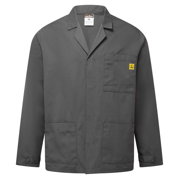 Bata de Laboratório ESD Anti-estática-Cinza Claro-XS-RAG-Tailors-Fardas-e-Uniformes-Vestuario-Pro