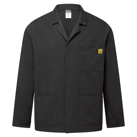 Bata de Laboratório ESD Anti-estática-Preto-XS-RAG-Tailors-Fardas-e-Uniformes-Vestuario-Pro