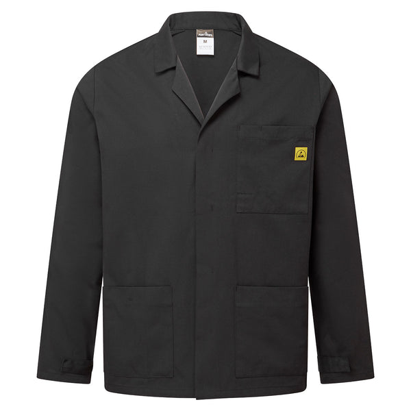 Bata de Laboratório ESD Anti-estática-Preto-XS-RAG-Tailors-Fardas-e-Uniformes-Vestuario-Pro