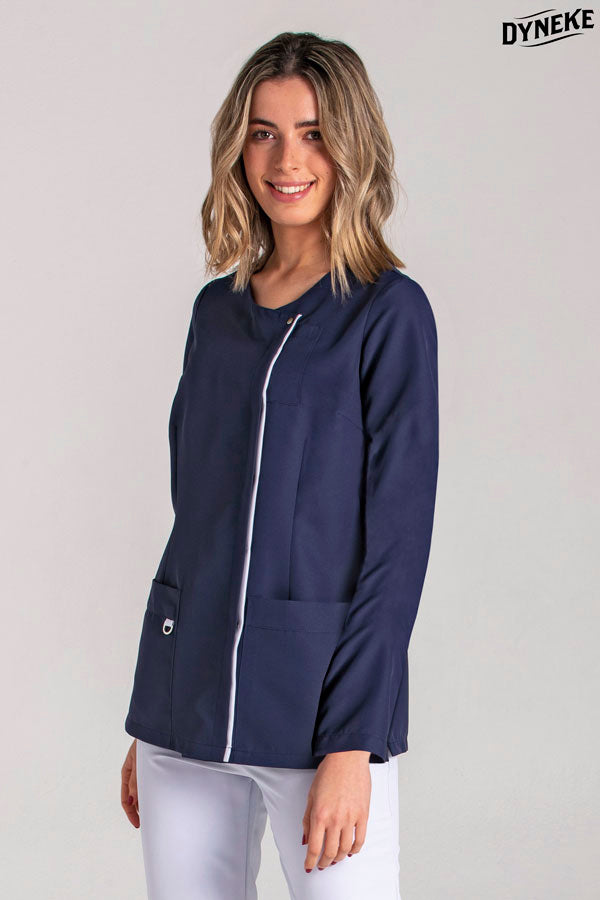Bata de Senhora Manga Comprida Azul Marinho com Carcela Oculta-Azul Marinho - 583-XS / (SP)-RAG-Tailors-Fardas-e-Uniformes-Vestuario-Pro