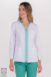 Bata de Trabalho Elástica de Senhora com Fecho e Decote em V-Verde - 906-XS / (SP)-RAG-Tailors-Fardas-e-Uniformes-Vestuario-Pro
