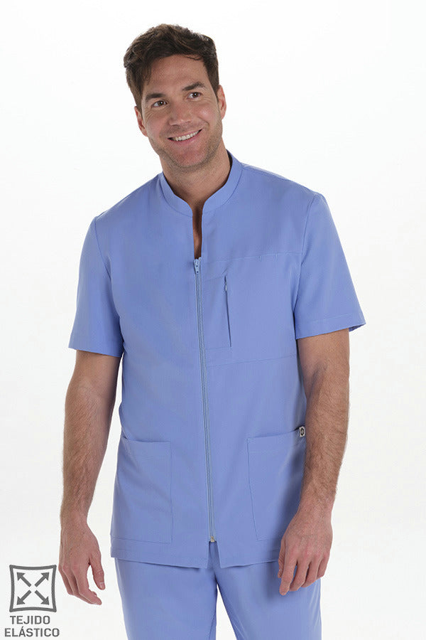 Bata de Trabalho para Homem de Manga Curta Elástica-Azul - 407-XS / (SP)-RAG-Tailors-Fardas-e-Uniformes-Vestuario-Pro
