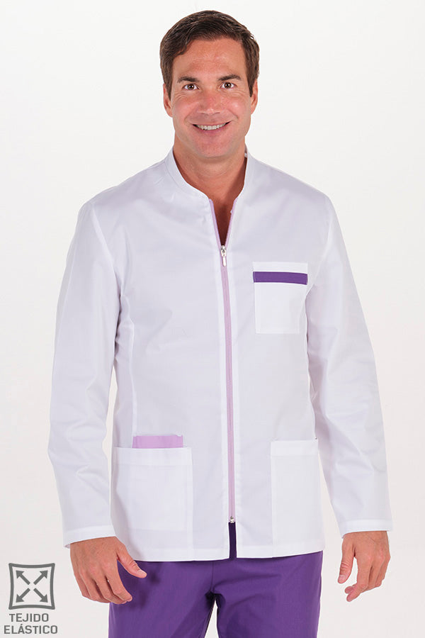 Bata de Trabalho para Homem em Sarja Elástica de Manga Comprida-Malva - 896-XS / (SP)-RAG-Tailors-Fardas-e-Uniformes-Vestuario-Pro
