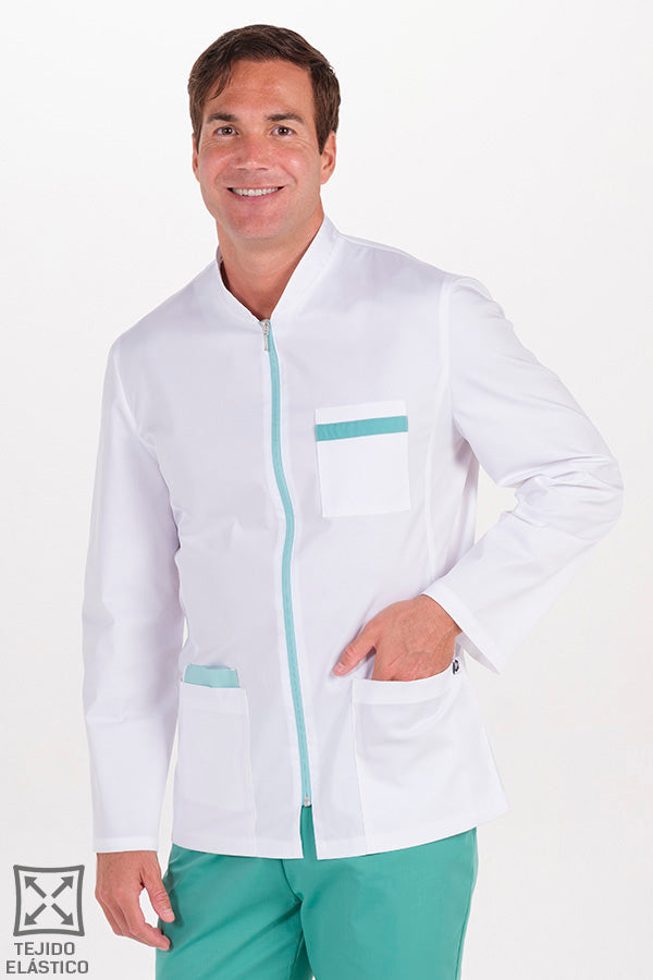 Bata de Trabalho para Homem em Sarja Elástica de Manga Comprida-Verde - 906-XS / (SP)-RAG-Tailors-Fardas-e-Uniformes-Vestuario-Pro