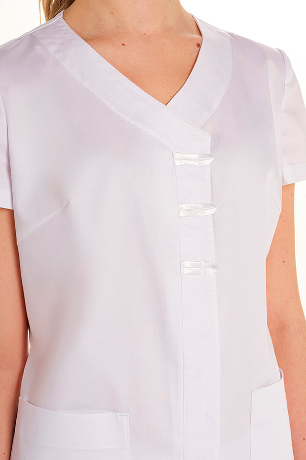 Bata de Trabalho para Mulher com Presilhas de Cetim-RAG-Tailors-Fardas-e-Uniformes-Vestuario-Pro