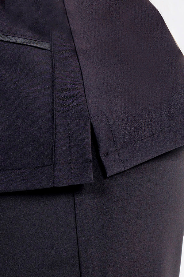 Bata de manga curta preta com fitas de cetim-RAG-Tailors-Fardas-e-Uniformes-Vestuario-Pro