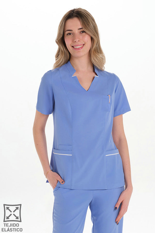 Bata elástica de senhora-Azul - 407-XS / (SP)-RAG-Tailors-Fardas-e-Uniformes-Vestuario-Pro