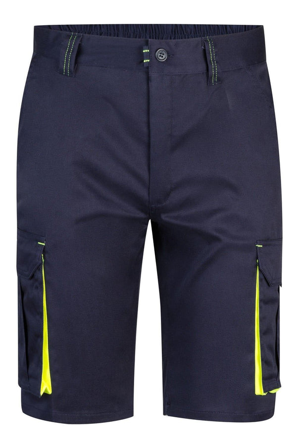 Bermudas Stretch Bicolor Multibolsos-Azul Marinho / Amarelo-34-RAG-Tailors-Fardas-e-Uniformes-Vestuario-Pro