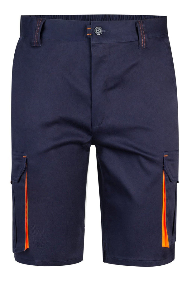 Bermudas Stretch Bicolor Multibolsos-Azul Marinho/Laranja-34-RAG-Tailors-Fardas-e-Uniformes-Vestuario-Pro