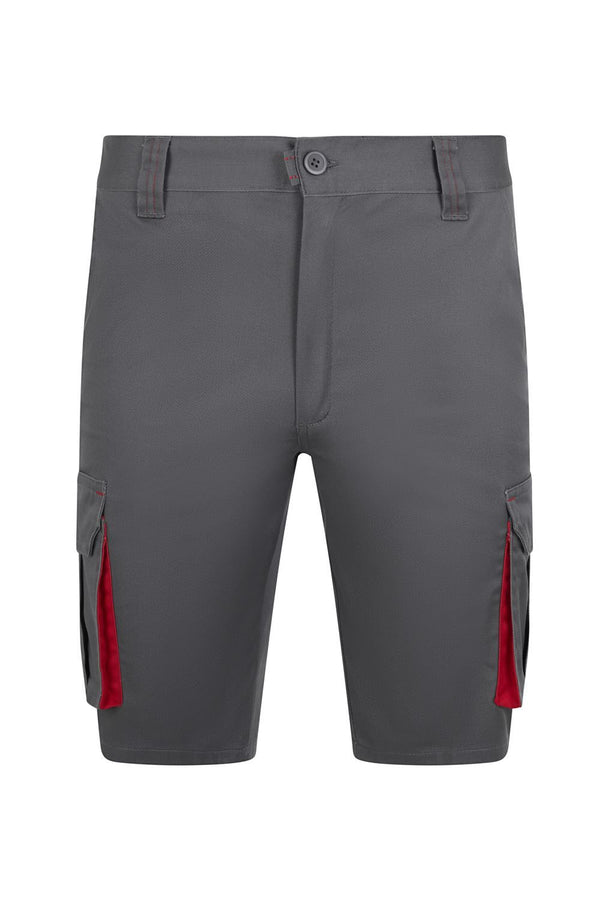 Bermudas de Trabalho Stretch Bicolor Multibolsos Slim Fit-Cinza/vermelho - 08/12-34-RAG-Tailors-Fardas-e-Uniformes-Vestuario-Pro