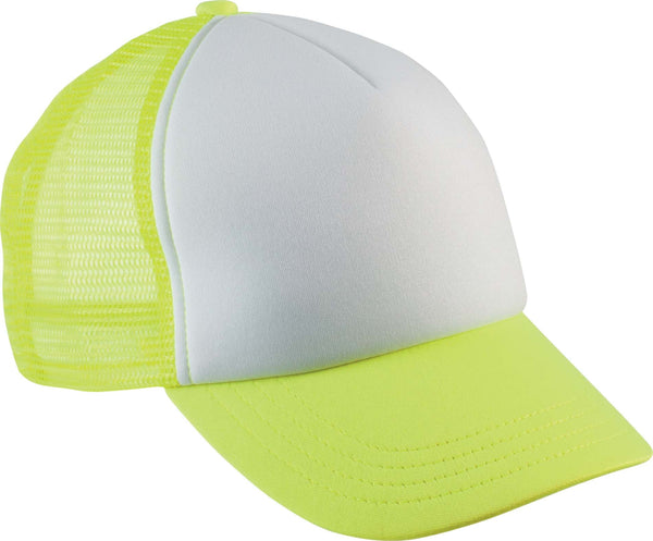 Boné Trucker Criança - 5 Painéis-Branco / Fluorescent Amarelo-Único-RAG-Tailors-Fardas-e-Uniformes-Vestuario-Pro