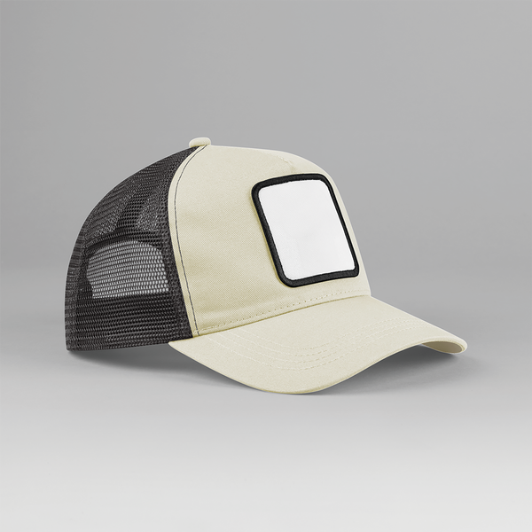 Boné Trucker com 5 Painéis com Emblema Quadrado-Pedra/Cinzento Sombra-Único-RAG-Tailors-Fardas-e-Uniformes-Vestuario-Pro