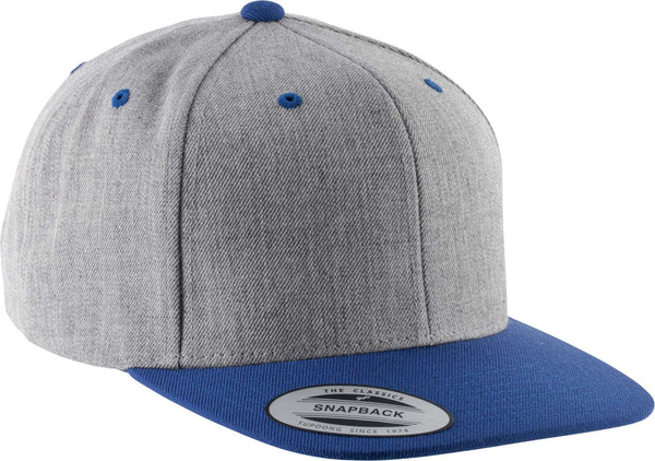 Boné com pala direita 6 painéis-Heather Grey / Royal Azul-Único-RAG-Tailors-Fardas-e-Uniformes-Vestuario-Pro