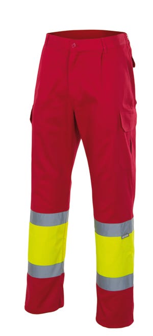 CALÇAS BICOLOR DE ALTA VISIBILIDADE-Vermelho/amarelo-S-RAG-Tailors-Fardas-e-Uniformes-Vestuario-Pro