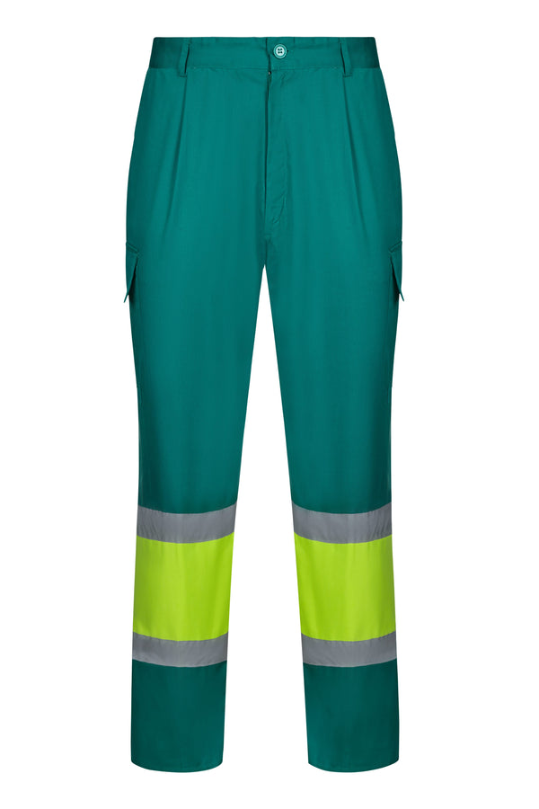 CALÇAS BICOLOR MULTIBOLSOS DE ALTA VISIBILIDADE-VERDE/AMARELO FLUORESCENTE 02/20-S-RAG-Tailors-Fardas-e-Uniformes-Vestuario-Pro