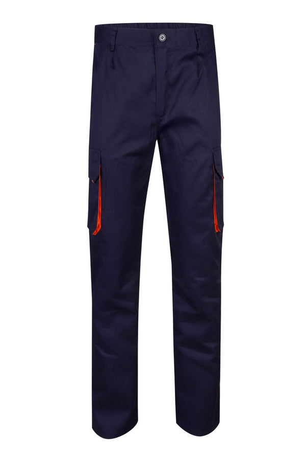CALÇAS BICOLOR MULTIBOLSOS cor Azul Marinho-Azul Marinho/Laranja-34-RAG-Tailors-Fardas-e-Uniformes-Vestuario-Pro