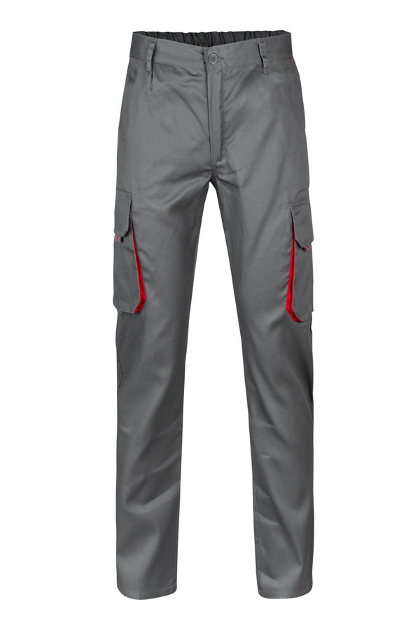 CALÇAS BICOLOR MULTIBOLSOS cor Cinza-Cinza/Vermelho-34-RAG-Tailors-Fardas-e-Uniformes-Vestuario-Pro