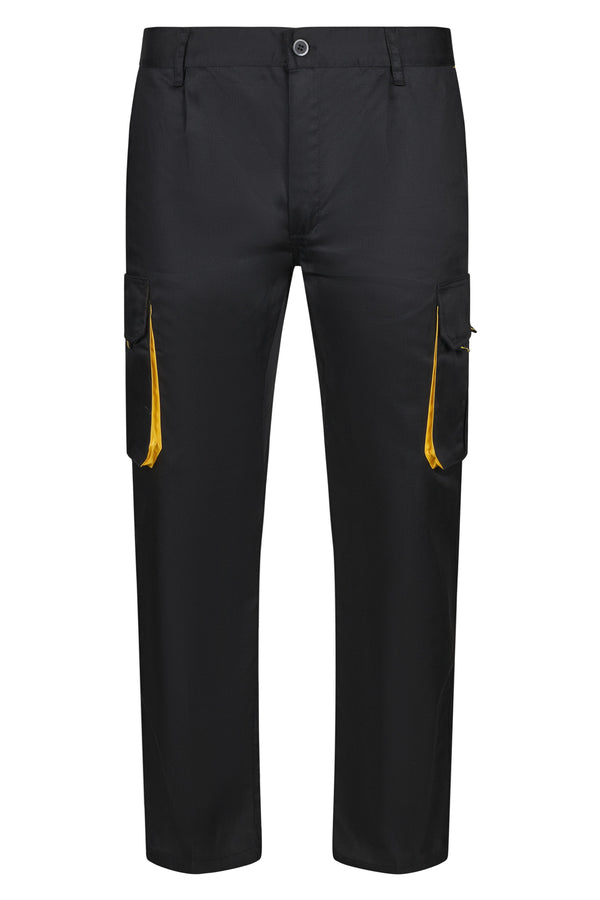 CALÇAS BICOLOR MULTIBOLSOS cor Preto-Preto/Amarelo-34-RAG-Tailors-Fardas-e-Uniformes-Vestuario-Pro