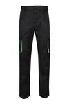 CALÇAS BICOLOR MULTIBOLSOS cor Preto-Preto/Verde Lima-34-RAG-Tailors-Fardas-e-Uniformes-Vestuario-Pro