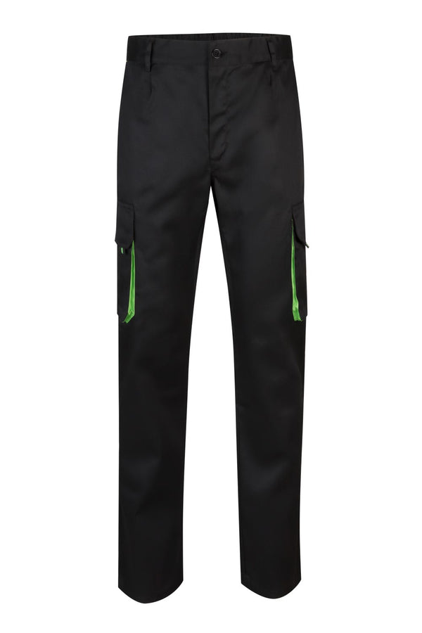 CALÇAS BICOLOR MULTIBOLSOS cor Preto-Preto/Verde Lima-34-RAG-Tailors-Fardas-e-Uniformes-Vestuario-Pro