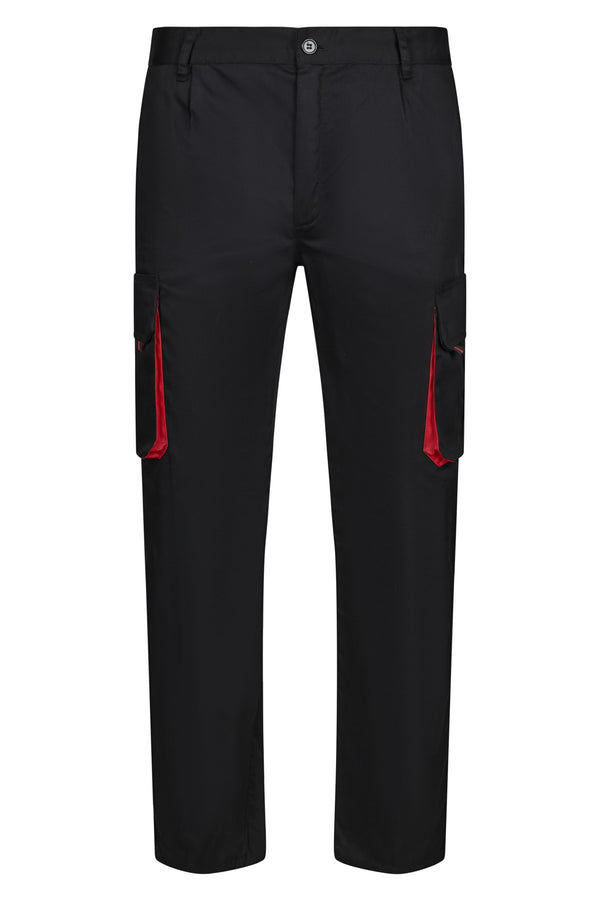 CALÇAS BICOLOR MULTIBOLSOS cor Preto-Preto/Vermelho-34-RAG-Tailors-Fardas-e-Uniformes-Vestuario-Pro