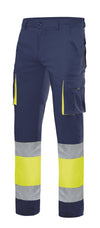 CALÇAS STRETCH BICOLOR DE ALTA VISIBILIDADE FORRADAS-Azul Navy / Am.Fluo-L-RAG-Tailors-Fardas-e-Uniformes-Vestuario-Pro