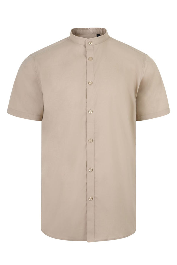 CAMISA DE HOMEM GOLA PADRE STRETCH MANGA CURTA-Bege Claro-S-RAG-Tailors-Fardas-e-Uniformes-Vestuario-Pro