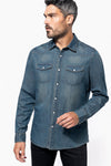CAMISA EM GANGA DE MANGA COMPRIDA-Azul Jean-S-RAG-Tailors-Fardas-e-Uniformes-Vestuario-Pro