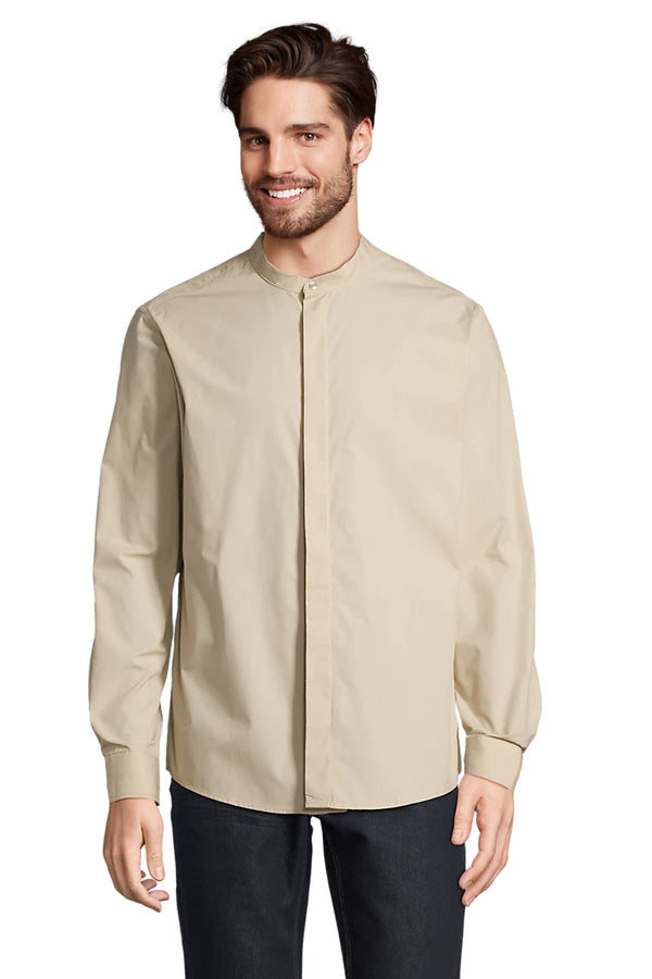 CAMISA HOMEM MANDARIM-Bege Caqui-S-RAG-Tailors-Fardas-e-Uniformes-Vestuario-Pro