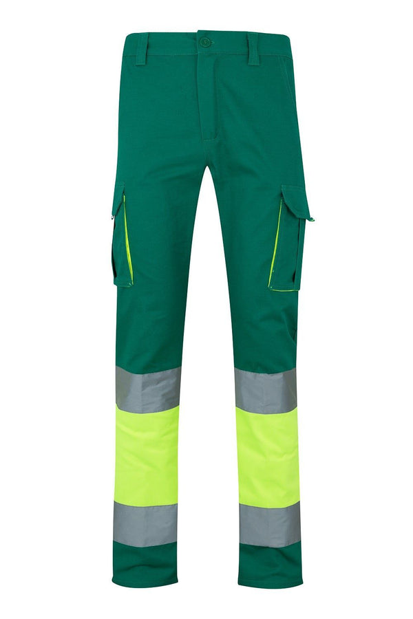 Calças 100% Algodão Bicolor Multibolsos de Alta Visibilidade-Verde/Amarelo-S-RAG-Tailors-Fardas-e-Uniformes-Vestuario-Pro