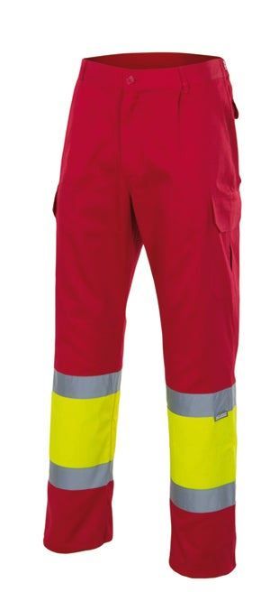 Calças Forradas Bicolor de Alta Visibilidade-Vermelho/amarelo Fluorescente - 12/20-S-RAG-Tailors-Fardas-e-Uniformes-Vestuario-Pro