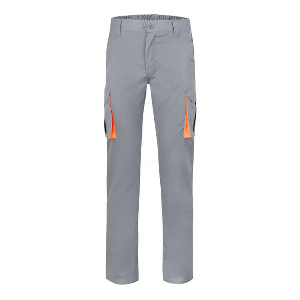 Calças Stretch Bicolor Multibolsos-CINZA/LARANJA - 08/16-34-RAG-Tailors-Fardas-e-Uniformes-Vestuario-Pro