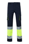 Calças Stretch Bicolor Multibolsos de Alta Visibilidade-Azul Navy / Am.Fluo-S-RAG-Tailors-Fardas-e-Uniformes-Vestuario-Pro