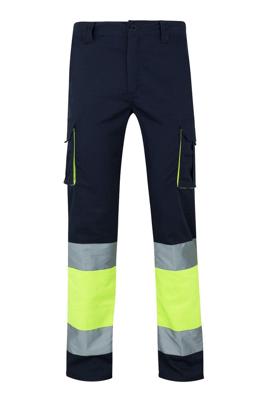Calças Stretch Bicolor Multibolsos de Alta Visibilidade-Azul Navy / Am.Fluo-S-RAG-Tailors-Fardas-e-Uniformes-Vestuario-Pro