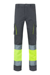 Calças Stretch Bicolor Multibolsos de Alta Visibilidade-Cinza/Amarelo-S-RAG-Tailors-Fardas-e-Uniformes-Vestuario-Pro