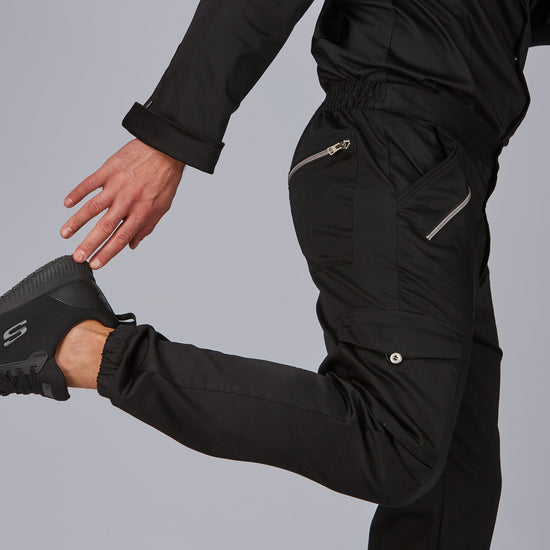 Calças Unissexo com Fecho em Cetim de Algodão-Preto - 001-XS-RAG-Tailors-Fardas-e-Uniformes-Vestuario-Pro