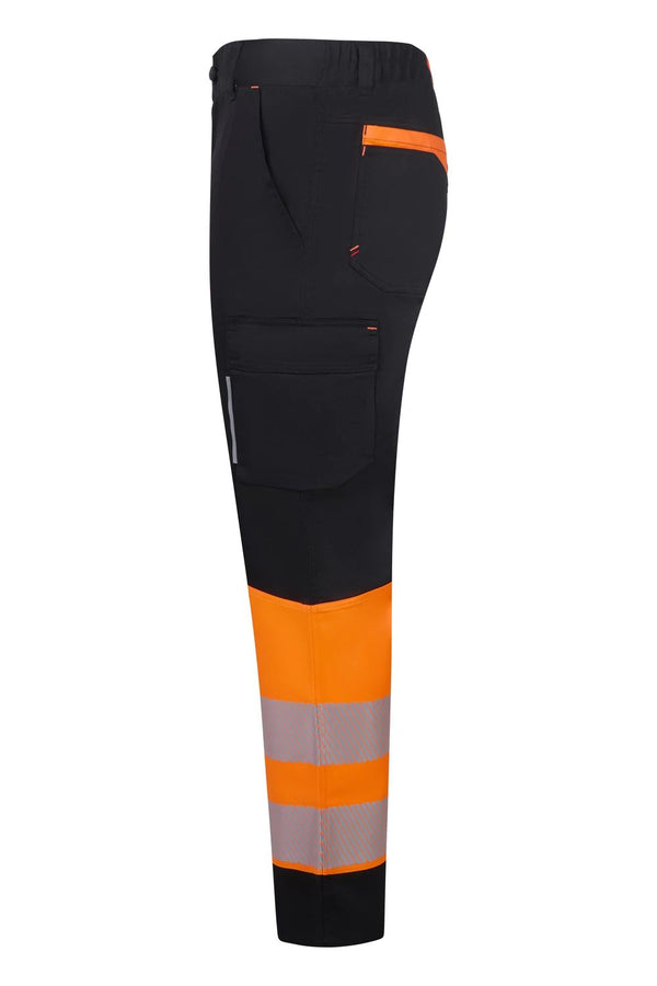 Calças de Alta Visibilidade Stretch Recicladas Bicolor com Faixas Segmentadas-RAG-Tailors-Fardas-e-Uniformes-Vestuario-Pro