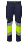 Calças stretch bicolor faixas refletoras segmentadas-Azul Navy/amarelo Fluorescente - 61/20-S-RAG-Tailors-Fardas-e-Uniformes-Vestuario-Pro