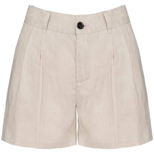 Calções em Linho de Senhora-Areia Linho-34 FR-RAG-Tailors-Fardas-e-Uniformes-Vestuario-Pro