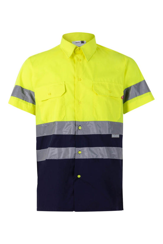 Camisa Bicolor de Manga Curta de Alta Visibilidade-Azul-S-RAG-Tailors-Fardas-e-Uniformes-Vestuario-Pro