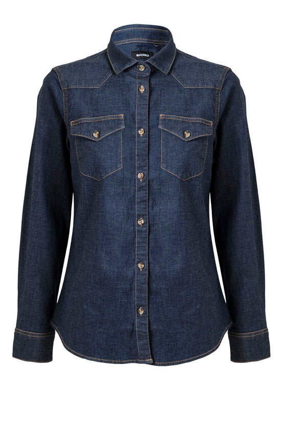 Camisa Demin Senhora Gracieira-Demin Azul-XS-RAG-Tailors-Fardas-e-Uniformes-Vestuario-Pro