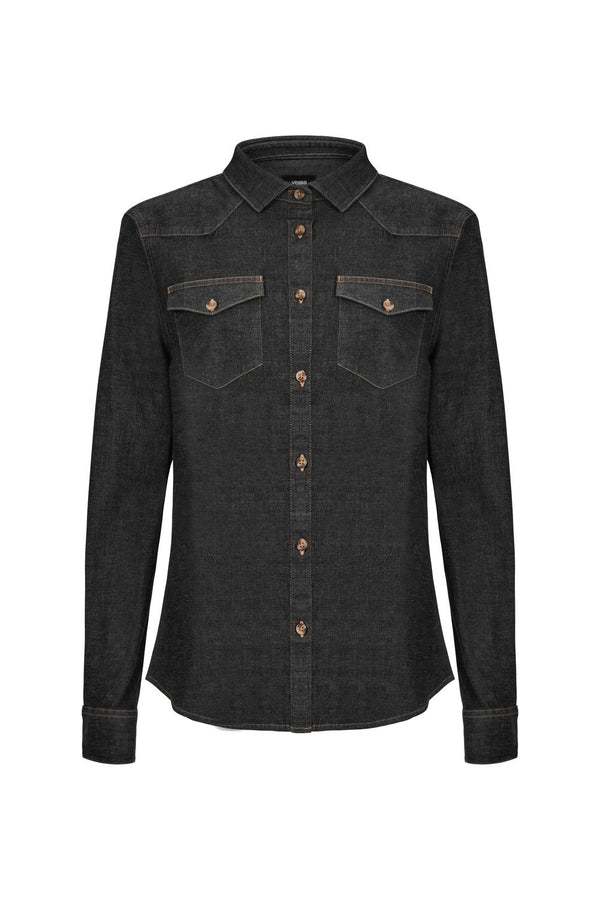 Camisa Demin Senhora Gracieira-Denim Cinza Escuro - 85-XS-RAG-Tailors-Fardas-e-Uniformes-Vestuario-Pro
