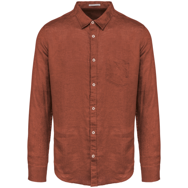 Camisa Homem Linho Pavão-Burnt Brick-S-RAG-Tailors-Fardas-e-Uniformes-Vestuario-Pro