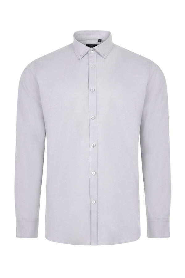 Camisa Oxford Homem Mérida-Cinza Gelo - 58-3XL-RAG-Tailors-Fardas-e-Uniformes-Vestuario-Pro