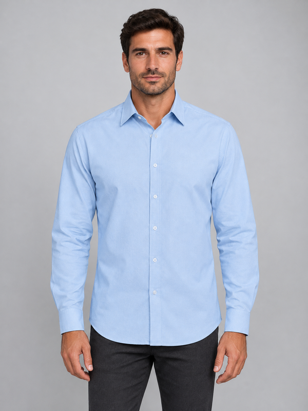 Camisa Oxford de Manga Comprida para Homem BOSTON-Azul Céu - 220-S-RAG-Tailors-Fardas-e-Uniformes-Vestuario-Pro