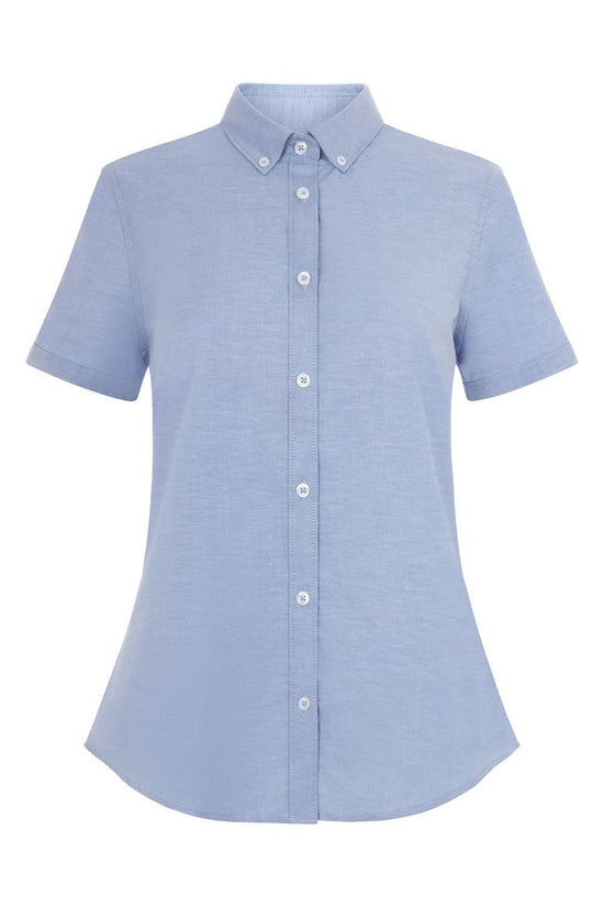 Camisa Oxford stretch de manga curta para mulher-Azul Celeste - 05-XS-RAG-Tailors-Fardas-e-Uniformes-Vestuario-Pro