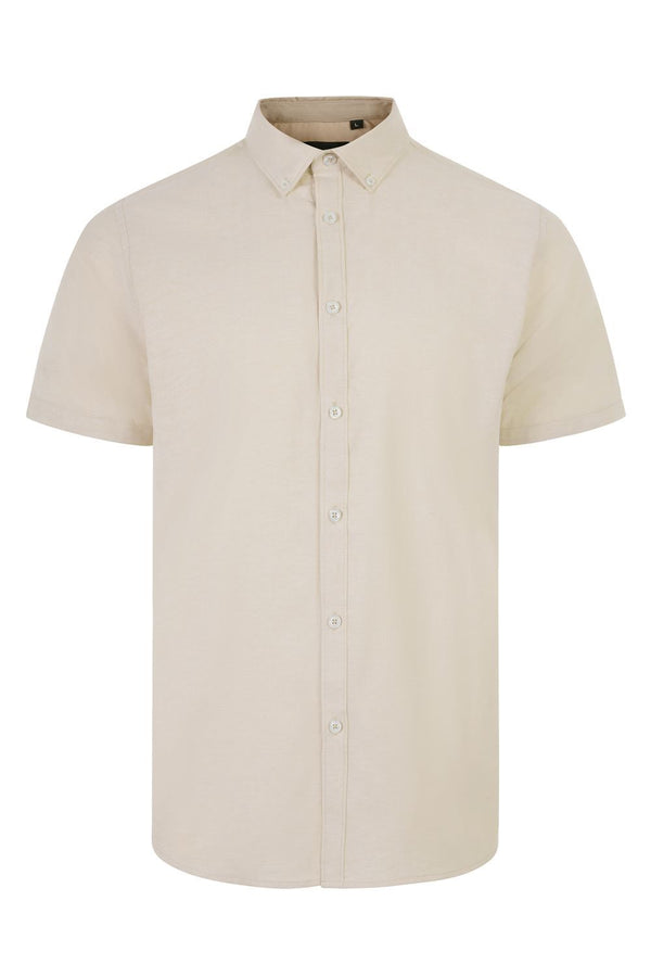 Camisa Oxford stretch manga curta homem-Bege Claro - 47-S-RAG-Tailors-Fardas-e-Uniformes-Vestuario-Pro