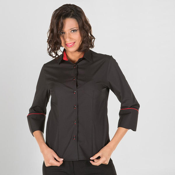 Camisa Senhora Bicolor-Preto/Vermelho-XS-RAG-Tailors-Fardas-e-Uniformes-Vestuario-Pro