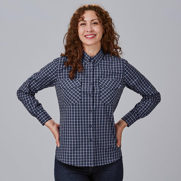 Camisa Senhora Xadrez Caterina-Xadrez Azul Marinho - 295-XS-RAG-Tailors-Fardas-e-Uniformes-Vestuario-Pro
